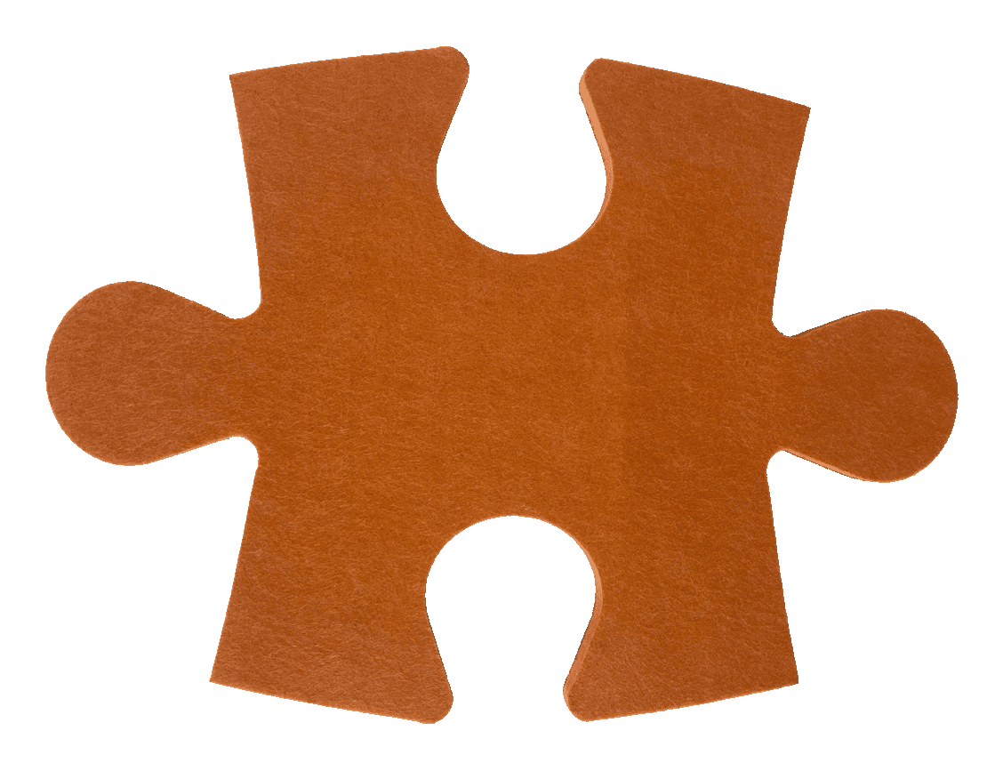 A felt puzzle piece with interlocking cutouts