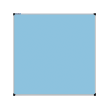 Load image into Gallery viewer, This image shows a Baby Blue square Felt board with a silver frame. The corners of the frame are reinforced with black plastic. 
