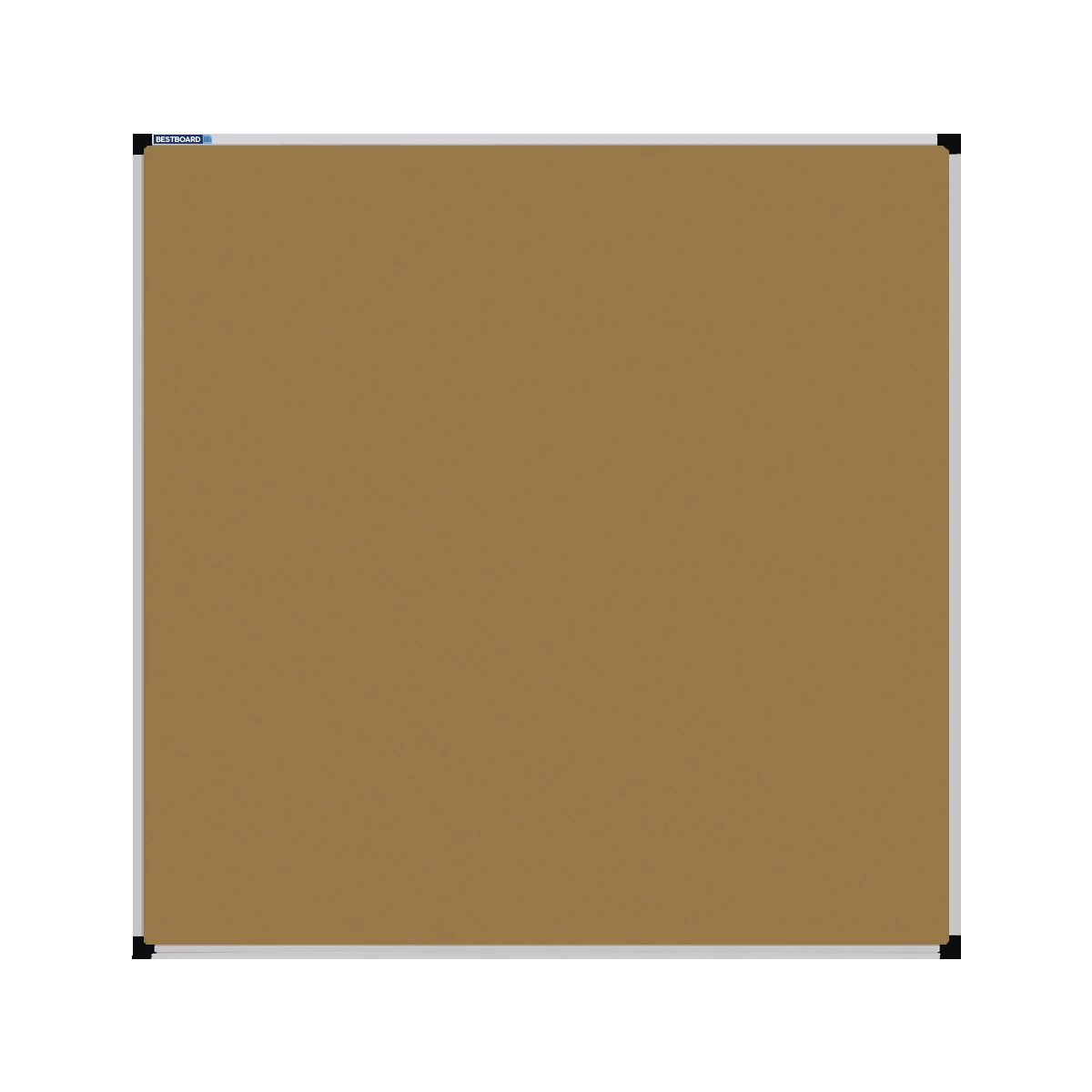 This image shows a Beige square Felt board with a silver frame. The corners of the frame are reinforced with black plastic. 