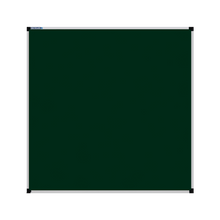 Load image into Gallery viewer, This image shows a Bottle Green square Felt board with a silver frame. The corners of the frame are reinforced with black plastic. 
