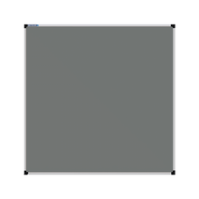 Load image into Gallery viewer, This image shows a Grey square Felt board with a silver frame. The corners of the frame are reinforced with black plastic. 
