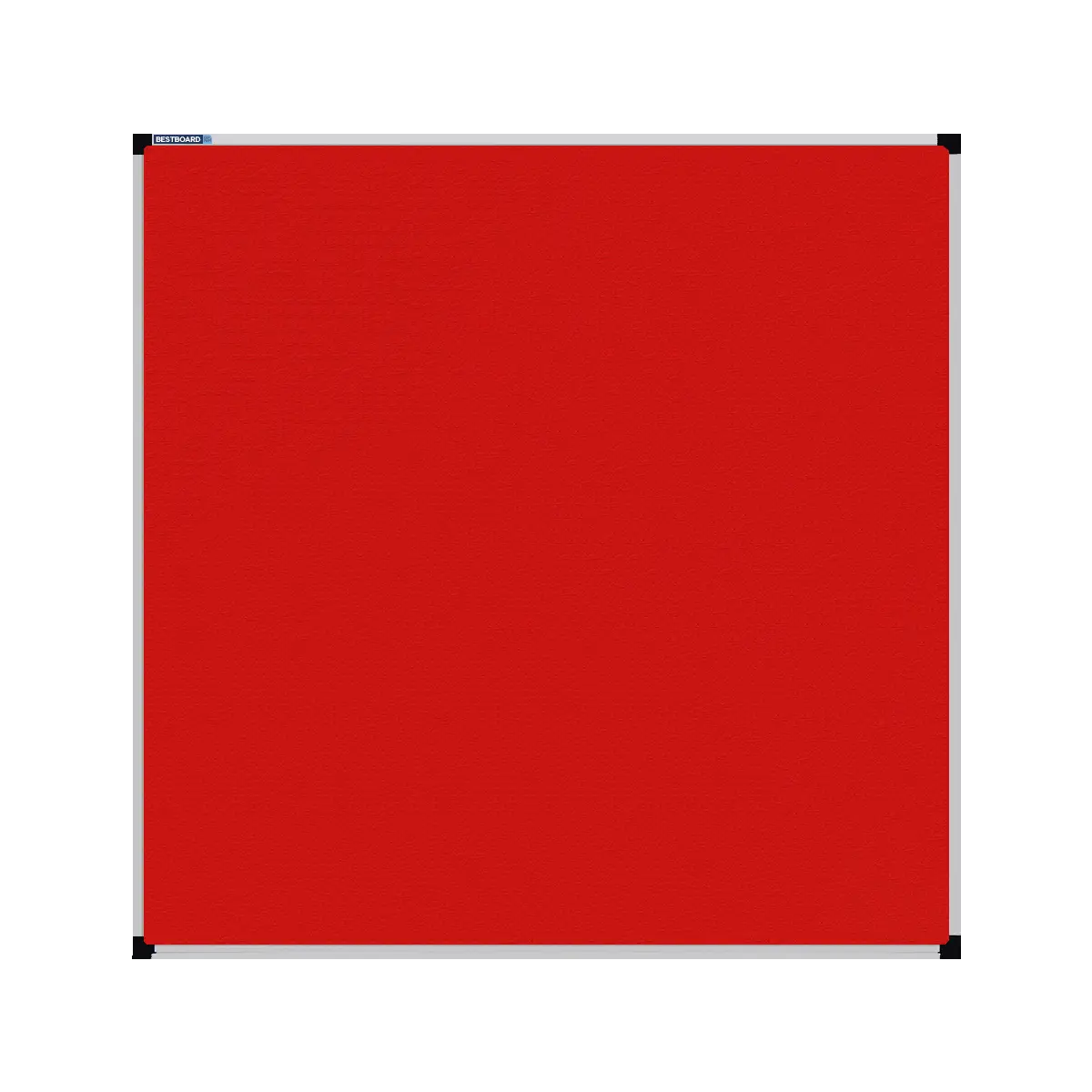 This image shows a red square Felt board with a silver frame. The corners of the frame are reinforced with black plastic. 