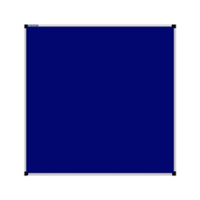 Load image into Gallery viewer, This image shows a Royal Blue square Felt board with a silver frame. The corners of the frame are reinforced with black plastic. 
