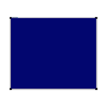 Load image into Gallery viewer, This image shows a Royal Blue rectangular Felt board with a silver frame. The corners of the frame are reinforced with black plastic. 
