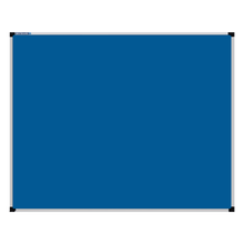 Load image into Gallery viewer, This image shows a Airforce Blue rectangular Felt board with a silver frame. The corners of the frame are reinforced with black plastic. 
