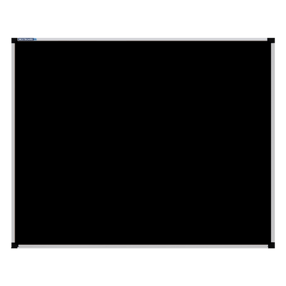 This image shows a Black rectangular Felt board with a silver frame. The corners of the frame are reinforced with black plastic. 