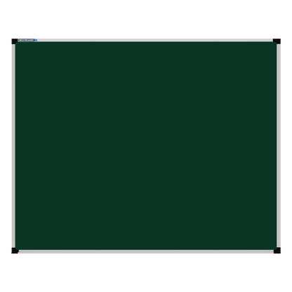 This image shows a Bottle Green rectangular Felt board with a silver frame. The corners of the frame are reinforced with black plastic. 