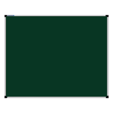 Load image into Gallery viewer, This image shows a Bottle Green rectangular Felt board with a silver frame. The corners of the frame are reinforced with black plastic. 
