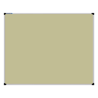 This image shows a cream rectangular Felt board with a silver frame. The corners of the frame are reinforced with black plastic.