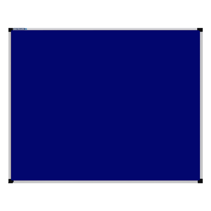 This image shows a Royal Blue rectangular Felt board with a silver frame. The corners of the frame are reinforced with black plastic. 