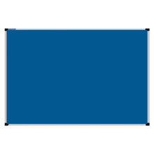 Load image into Gallery viewer, This image shows a Airforce Blue rectangular Felt board with a silver frame. The corners of the frame are reinforced with black plastic. 
