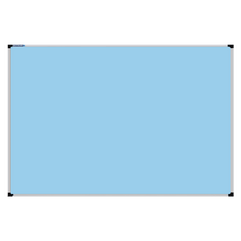 Load image into Gallery viewer, This image shows a Baby Blue rectangular Felt board with a silver frame. The corners of the frame are reinforced with black plastic. 
