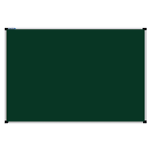 Load image into Gallery viewer, This image shows a Bottle Green rectangular Felt board with a silver frame. The corners of the frame are reinforced with black plastic. 
