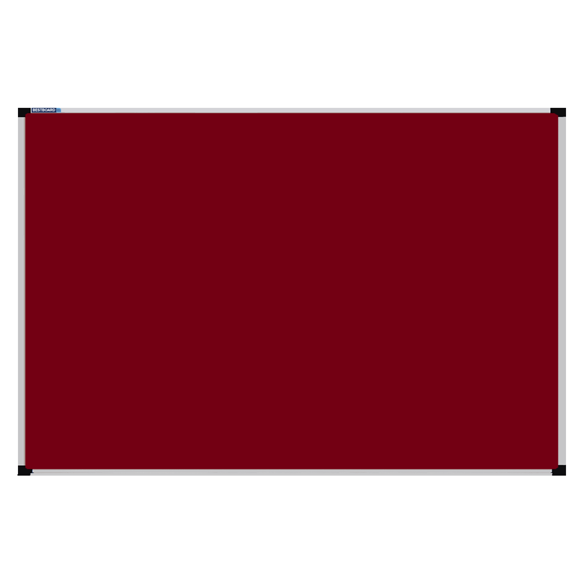 This image shows a burgundy rectangular Felt board with a silver frame. The corners of the frame are reinforced with black plastic.