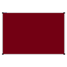 Load image into Gallery viewer, This image shows a burgundy rectangular Felt board with a silver frame. The corners of the frame are reinforced with black plastic.
