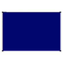 Load image into Gallery viewer, This image shows a Royal Blue rectangular Felt board with a silver frame. The corners of the frame are reinforced with black plastic. 
