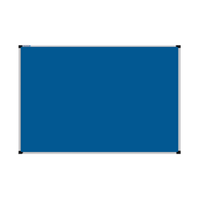 Load image into Gallery viewer, This image shows a Airforce Blue rectangular Felt board with a silver frame. The corners of the frame are reinforced with black plastic. 
