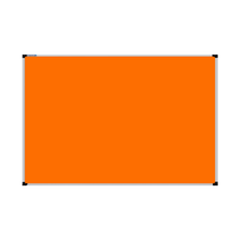 Load image into Gallery viewer, This image shows a orange rectangular Felt board with a silver frame. The corners of the frame are reinforced with black plastic.
