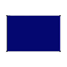 Load image into Gallery viewer, This image shows a Royal Blue rectangular Felt board with a silver frame. The corners of the frame are reinforced with black plastic. 
