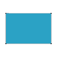 Load image into Gallery viewer, This image shows a Turquoise Blue rectangular Felt board with a silver frame. The corners of the frame are reinforced with black plastic.
