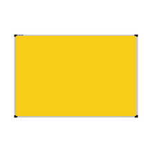 Load image into Gallery viewer, This image shows a yellow rectangular Felt board with a silver frame. The corners of the frame are reinforced with black plastic.
