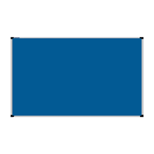 Load image into Gallery viewer, This image shows a Airforce Blue rectangular Felt board with a silver frame. The corners of the frame are reinforced with black plastic. 
