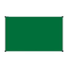 Load image into Gallery viewer, This image shows a Emerald Green rectangular Felt board with a silver frame. The corners of the frame are reinforced with black plastic. 
