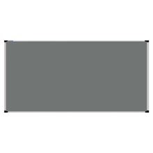 Load image into Gallery viewer, This image shows a Grey rectangular Felt board with a silver frame. The corners of the frame are reinforced with black plastic. 
