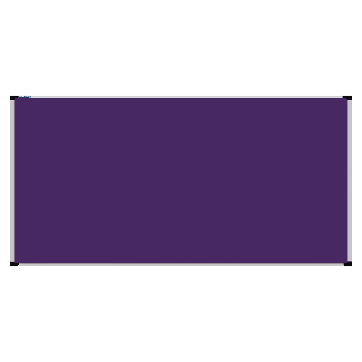 This image shows a purple rectangular Felt board with a silver frame. The corners of the frame are reinforced with black plastic. 