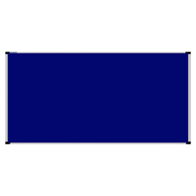 Load image into Gallery viewer, This image shows a Royal Blue rectangular Felt board with a silver frame. The corners of the frame are reinforced with black plastic. 
