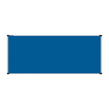 Load image into Gallery viewer, This image shows a Airforce Blue rectangular Felt board with a silver frame. The corners of the frame are reinforced with black plastic. 
