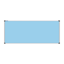 Load image into Gallery viewer, This image shows a Baby Blue rectangular Felt board with a silver frame. The corners of the frame are reinforced with black plastic. 
