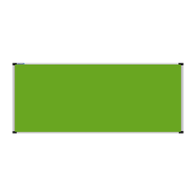 Load image into Gallery viewer, This image shows a Lime Green rectangular Felt board with a silver frame. The corners of the frame are reinforced with black plastic. 
