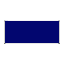 Load image into Gallery viewer, This image shows a Royal Blue rectangular Felt board with a silver frame. The corners of the frame are reinforced with black plastic. 
