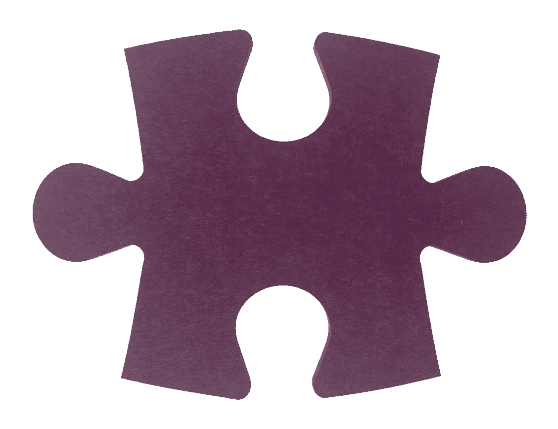 A felt puzzle piece with interlocking cutouts