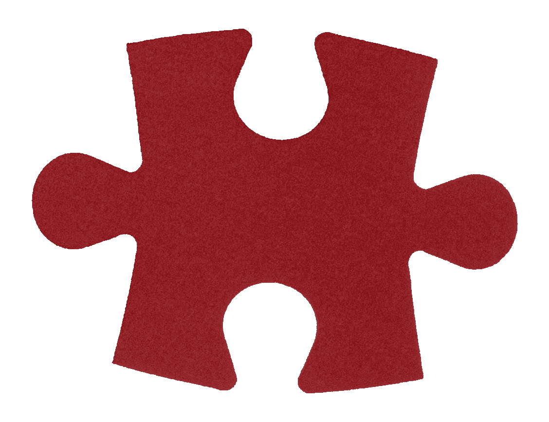 A felt puzzle piece with interlocking cutouts