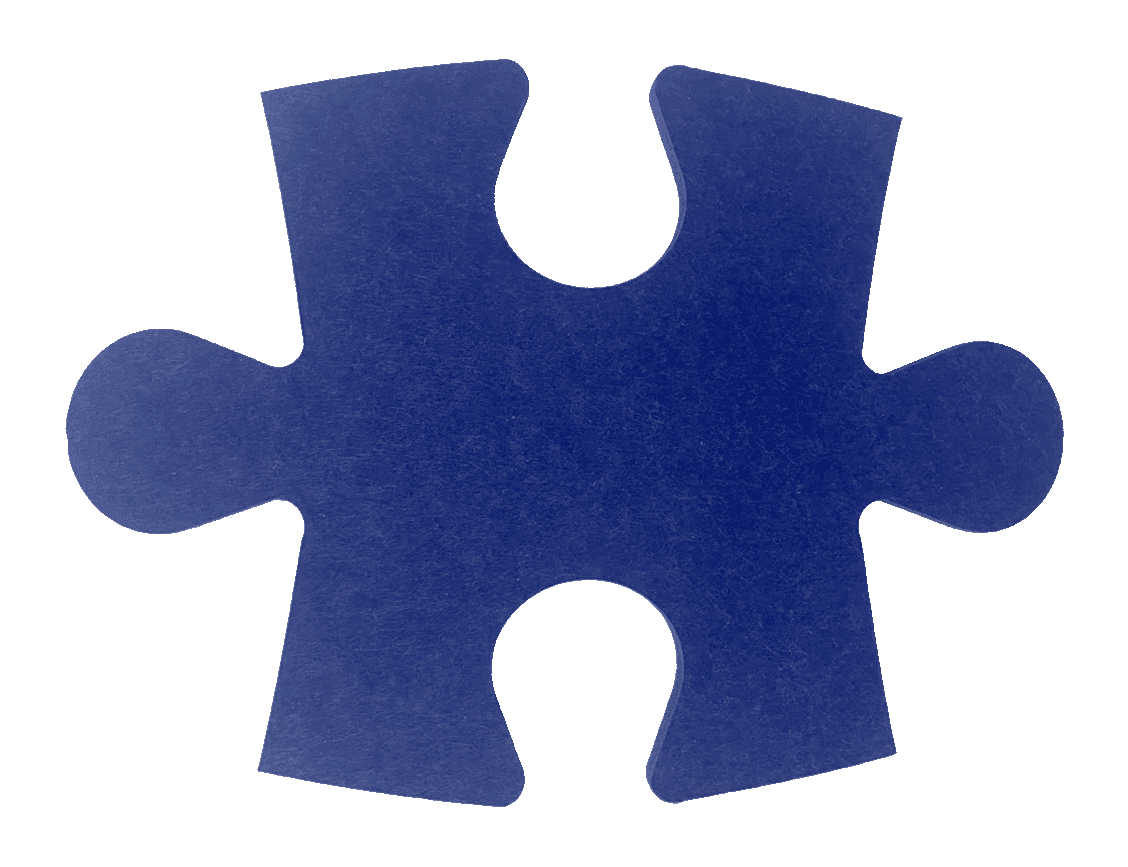 A felt puzzle piece with interlocking cutouts