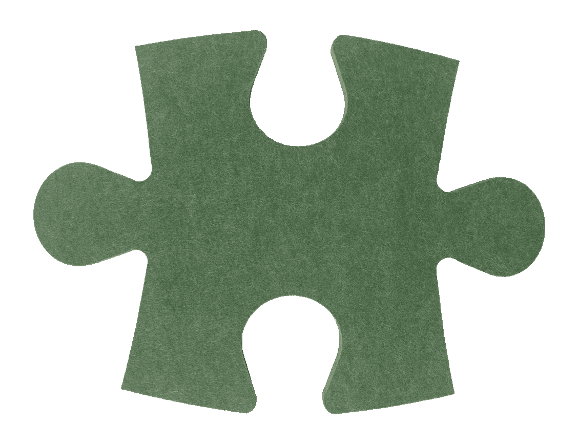 A felt puzzle piece with interlocking cutouts