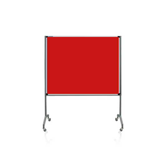 Clean mobile feltboard with metal frame on rolling stand. Features smooth felt surface and sturdy casters / wheels for easy classroom or office repositioning.