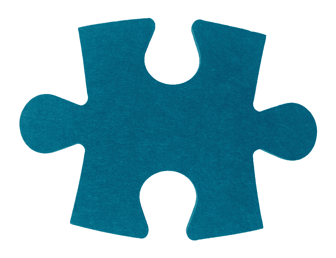 A felt puzzle piece with interlocking cutouts