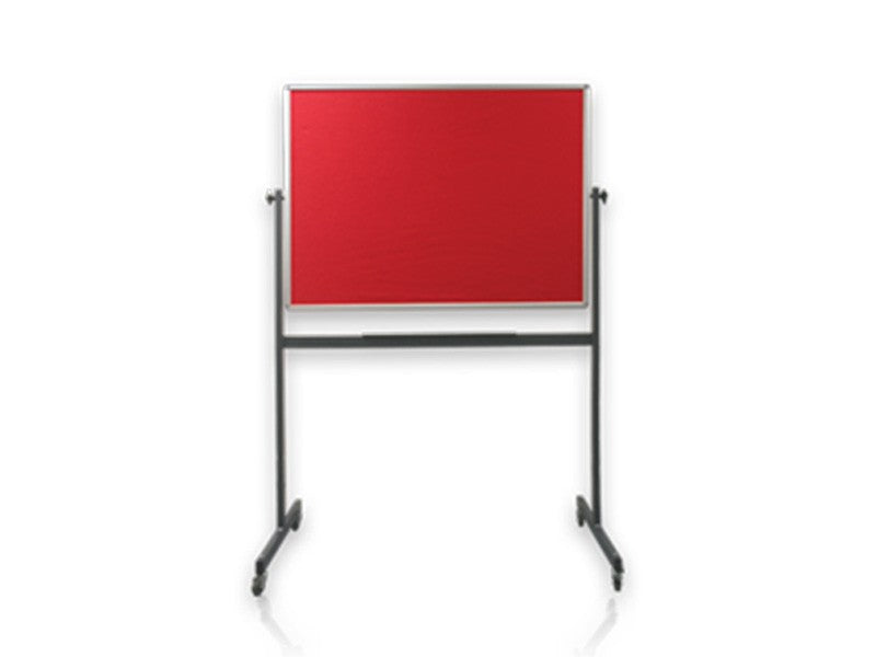 Felt available in assorted colours (picture Red). Deluxe anodised aluminium frame. Rounded plastic corners. Powder coated h-Steel frame. Comes already assembled. Consists of 4 castors (2 lockable). Revolves if needed. On stand with castors.